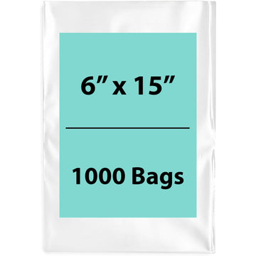 Clear Poly Bags Thickness: 4 Mil Size: 6 inch (width) X 15 inch (Height) Pack of 1000 Bags
